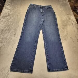 Lee Jeans Womens 8 Short Blue Dark Wash Straight Denim Stretch Pockets